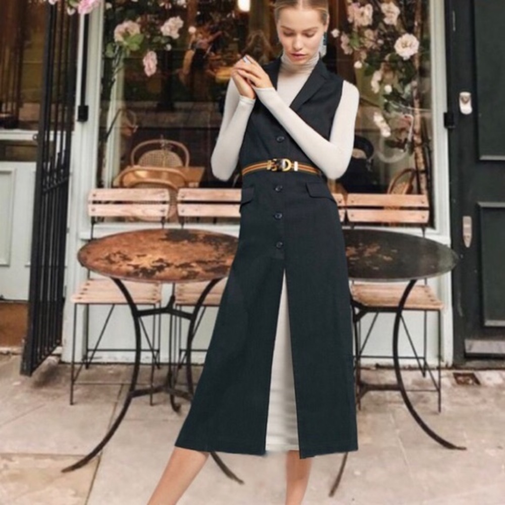 Anthropologie Cartonnier Long Black Vest Jacket